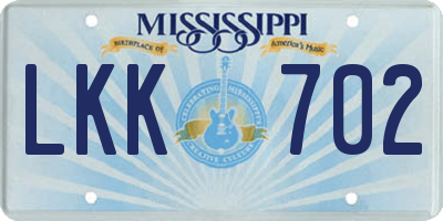 MS license plate LKK702