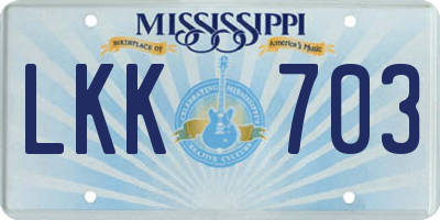 MS license plate LKK703
