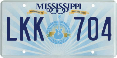 MS license plate LKK704