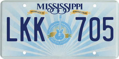 MS license plate LKK705