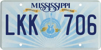 MS license plate LKK706
