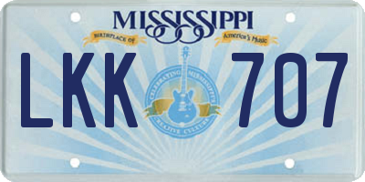MS license plate LKK707