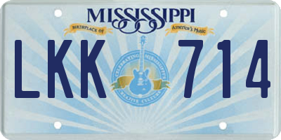MS license plate LKK714