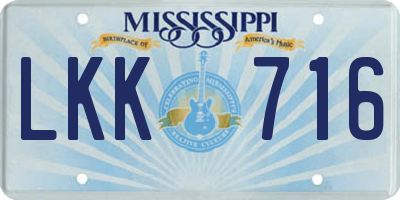 MS license plate LKK716