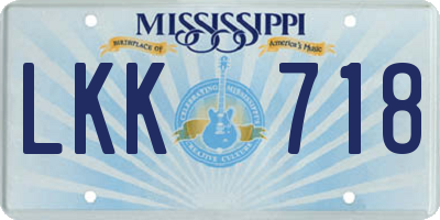 MS license plate LKK718
