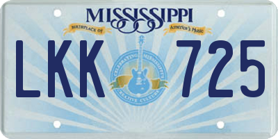 MS license plate LKK725