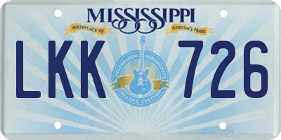 MS license plate LKK726