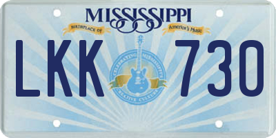 MS license plate LKK730