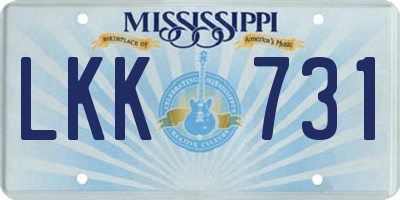 MS license plate LKK731