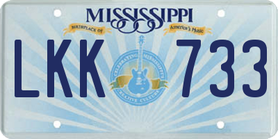MS license plate LKK733