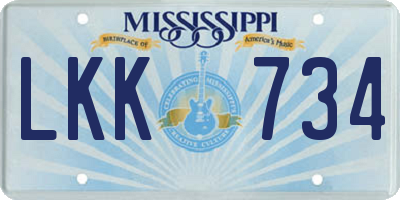 MS license plate LKK734