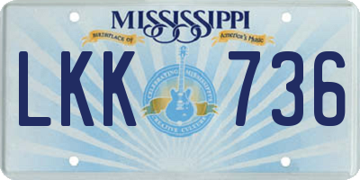 MS license plate LKK736