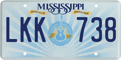 MS license plate LKK738