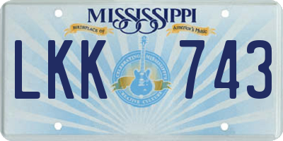 MS license plate LKK743