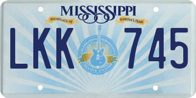 MS license plate LKK745