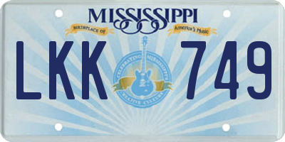 MS license plate LKK749
