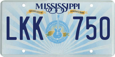 MS license plate LKK750