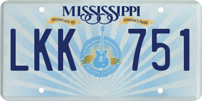 MS license plate LKK751