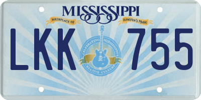 MS license plate LKK755