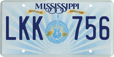MS license plate LKK756