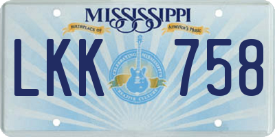 MS license plate LKK758
