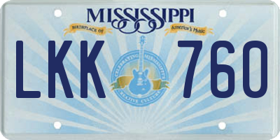 MS license plate LKK760
