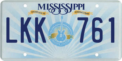 MS license plate LKK761