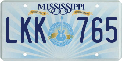 MS license plate LKK765