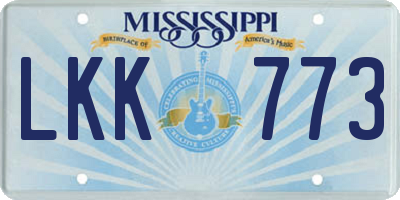 MS license plate LKK773