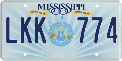 MS license plate LKK774