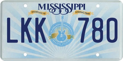 MS license plate LKK780