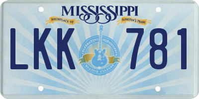 MS license plate LKK781