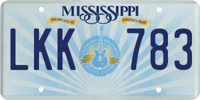 MS license plate LKK783