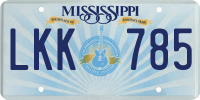 MS license plate LKK785