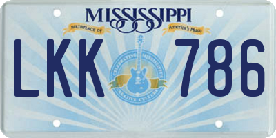 MS license plate LKK786