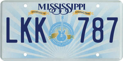 MS license plate LKK787