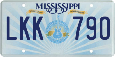MS license plate LKK790