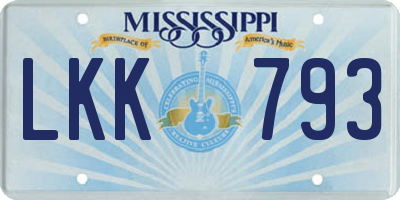 MS license plate LKK793