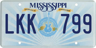 MS license plate LKK799