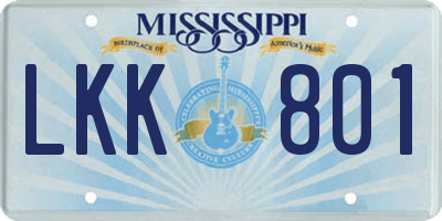 MS license plate LKK801