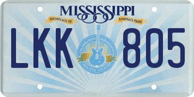 MS license plate LKK805