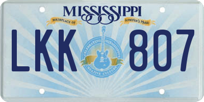 MS license plate LKK807
