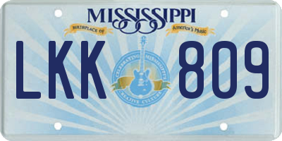 MS license plate LKK809