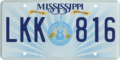 MS license plate LKK816