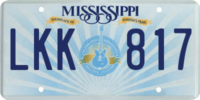 MS license plate LKK817