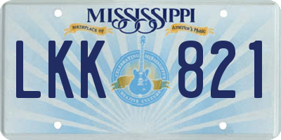 MS license plate LKK821