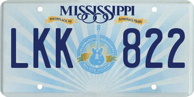 MS license plate LKK822