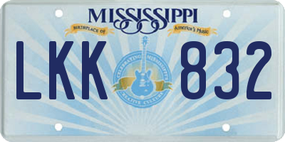 MS license plate LKK832