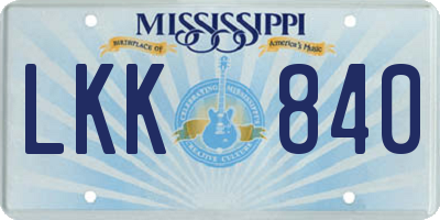 MS license plate LKK840