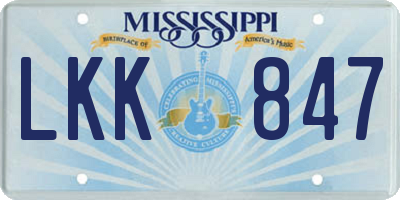 MS license plate LKK847